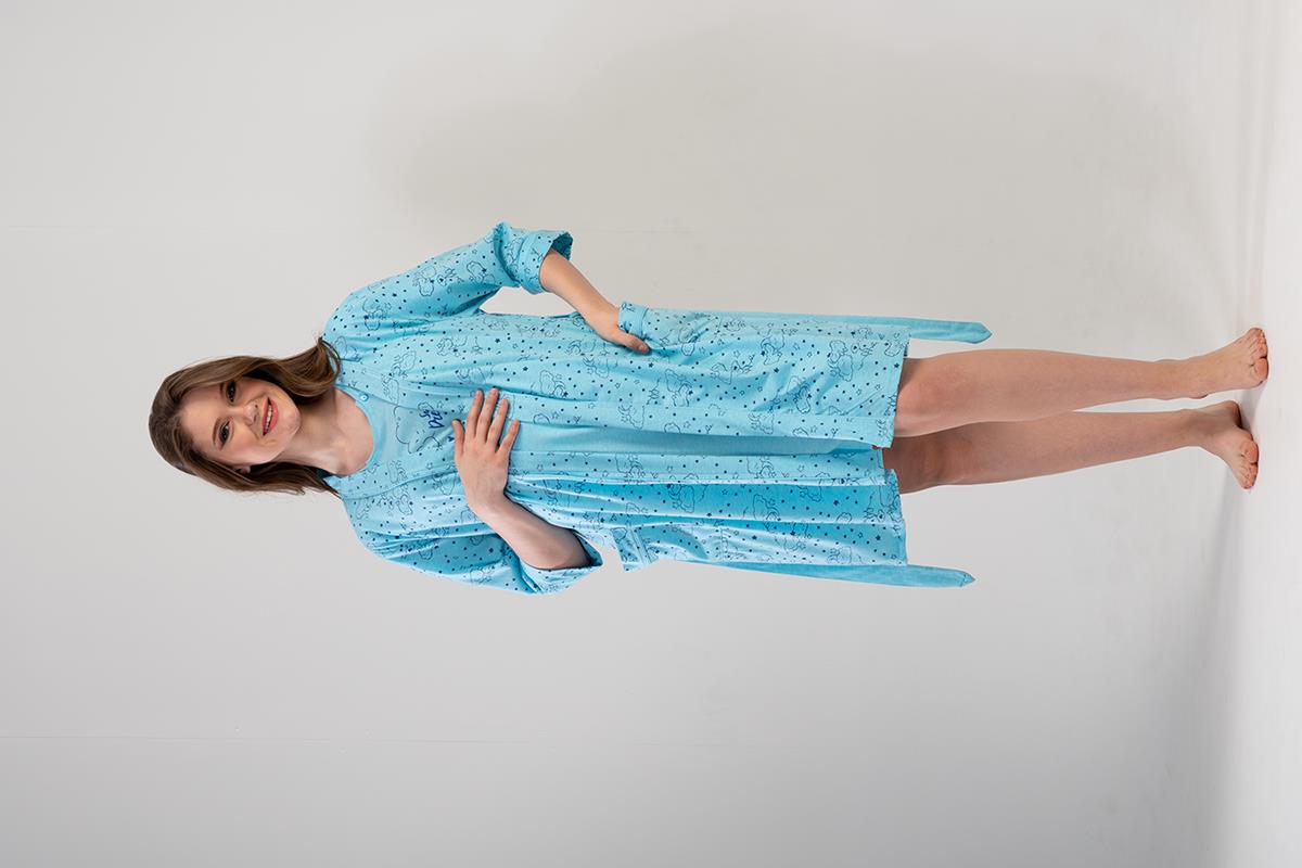 Woman Blue Pregnant Dressing Gown Set