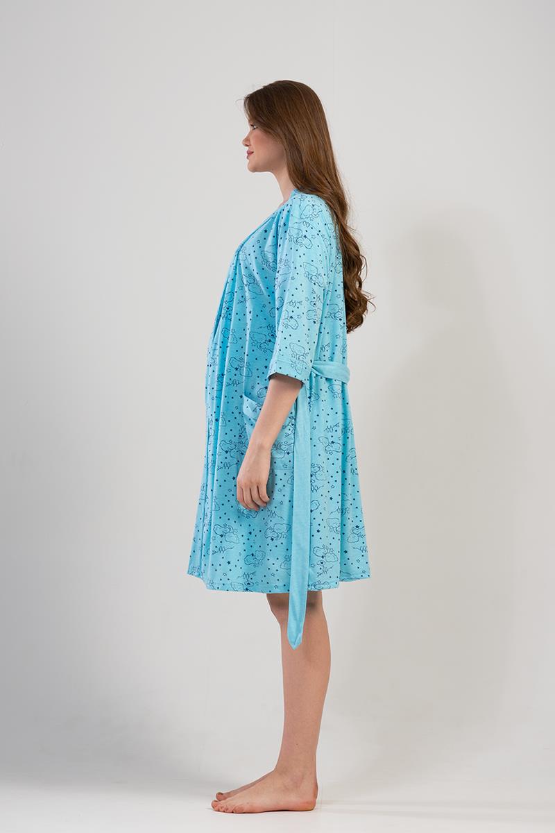 Woman Blue Pregnant Dressing Gown Set