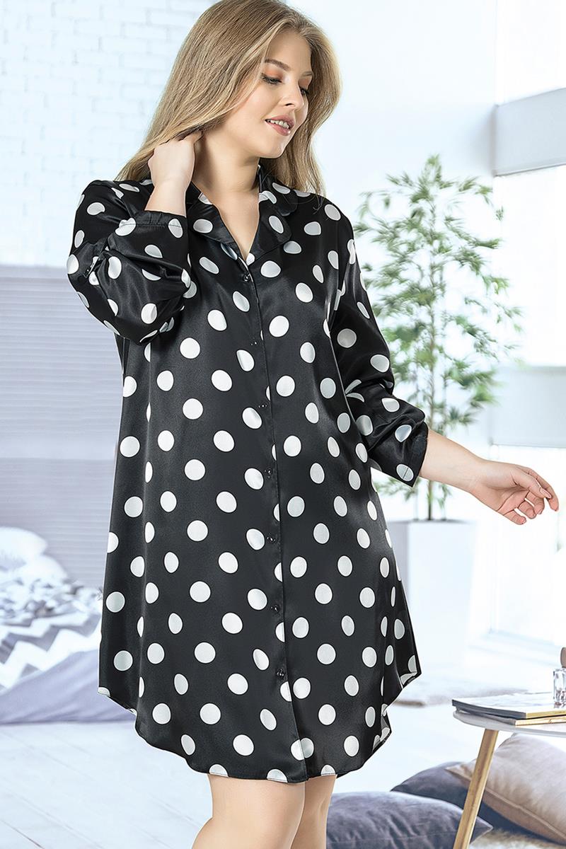 Woman Satin Big Size Polka Dot Shirt