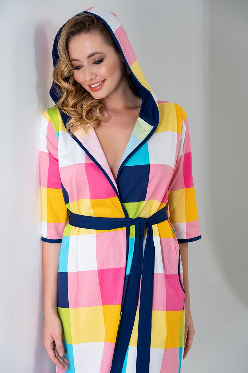 Woman Colorful Hoodie Dressing Gown