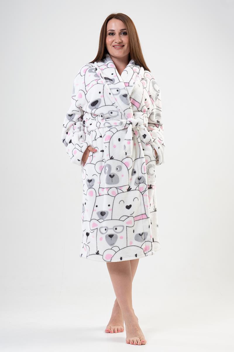 Woman Big Size Bright White Dressing Gown