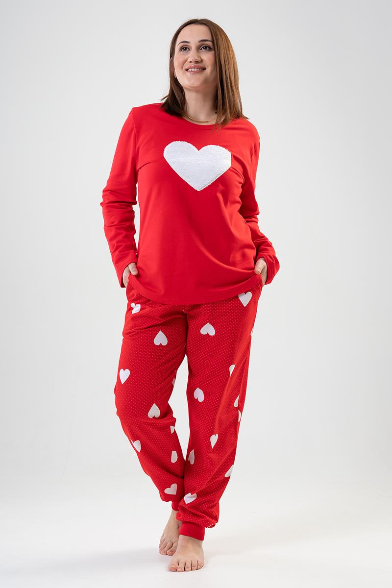 Woman Big Size Red Heart PJ Set