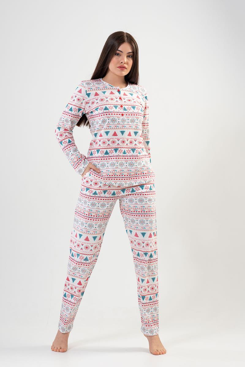 Woman Ecru Christmas Pyjama Set
