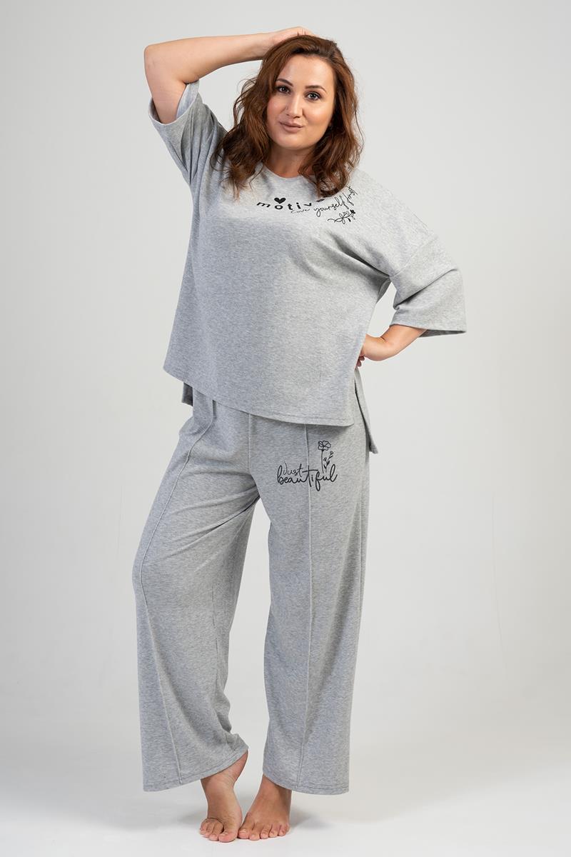 Woman Big Size Motive Pyjama Set