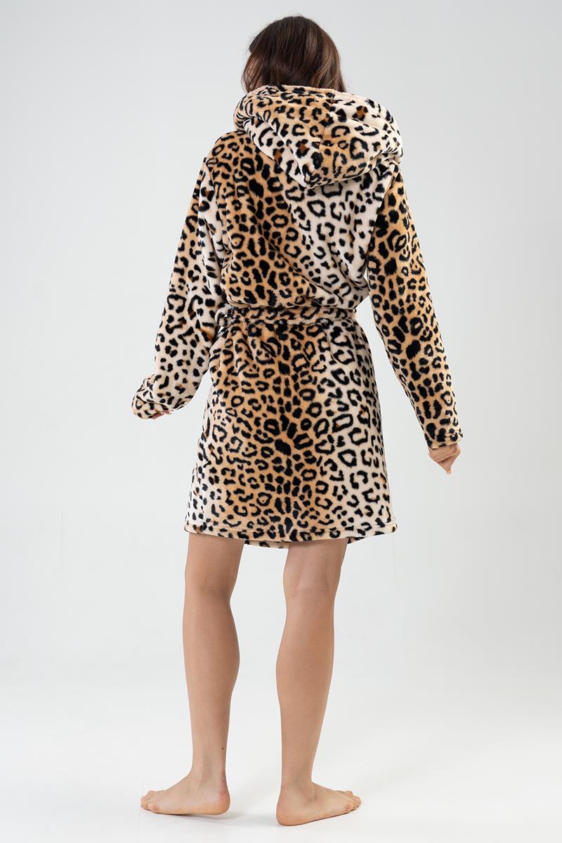 Woman Soft Leopard Dressing Gown