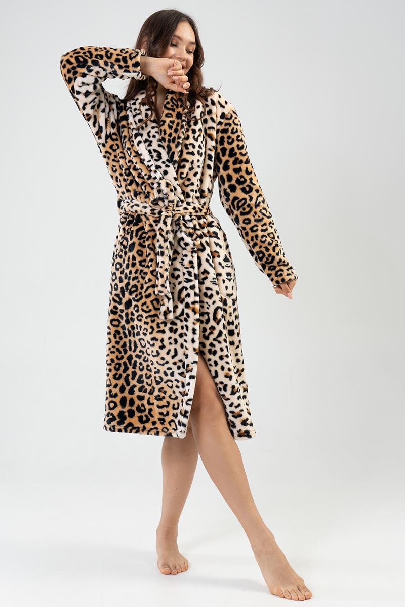 Woman Soft Leopard Pattern Dressing Gown
