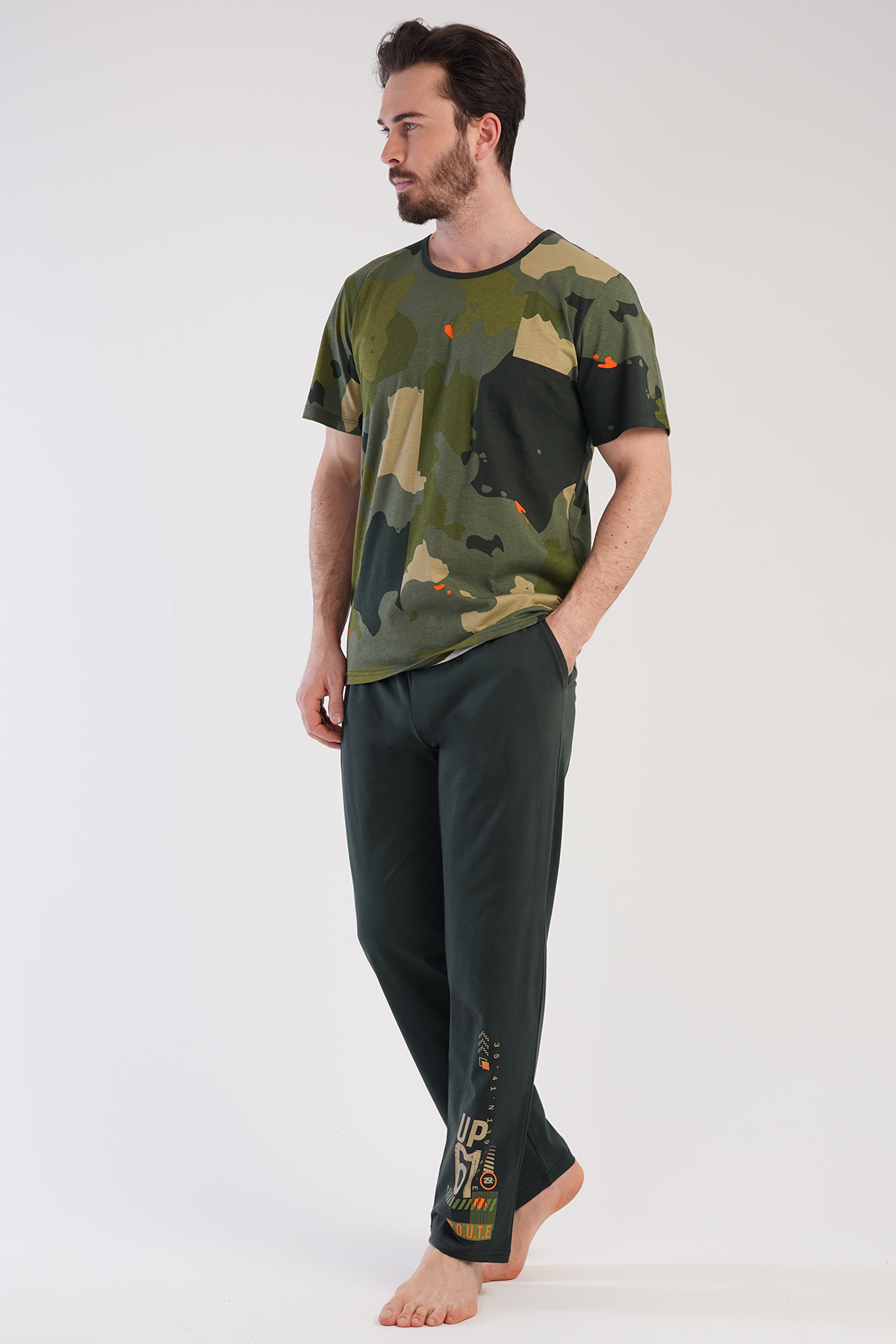 Man Big Size Camouflage Up Pyjama Set