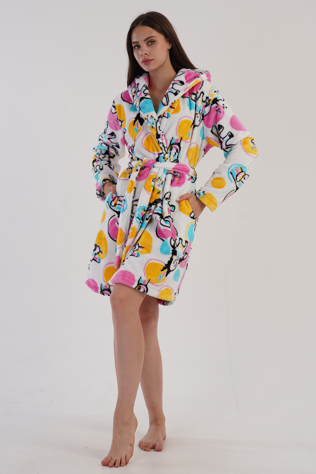 Woman Fleece Colorful Dressing Gown