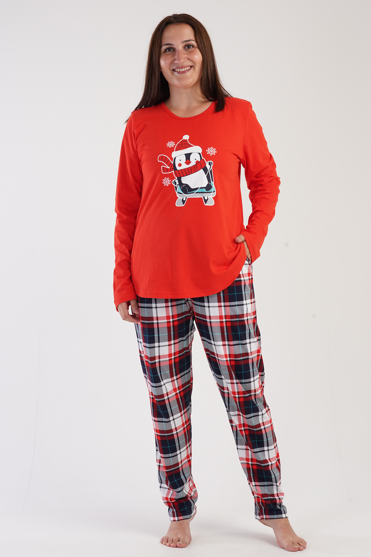 Woman Big Size Snowy Christmas Pyjama Set