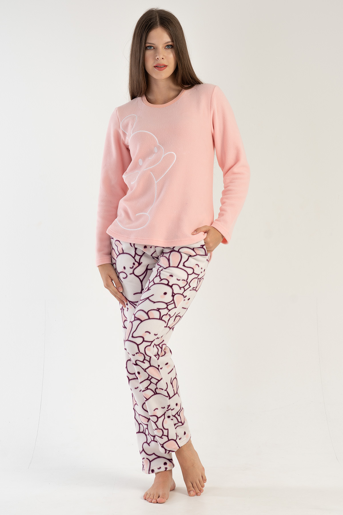 Woman Fleece Pink Pyjama Set