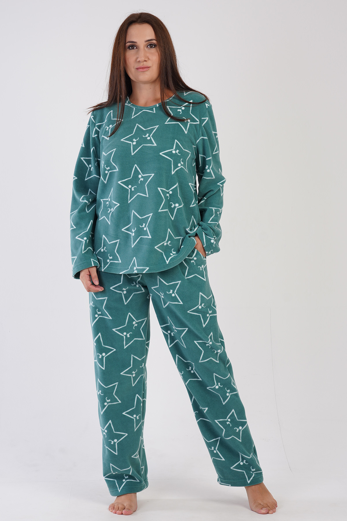 Woman Big Size Star Fleece Pyjama Set