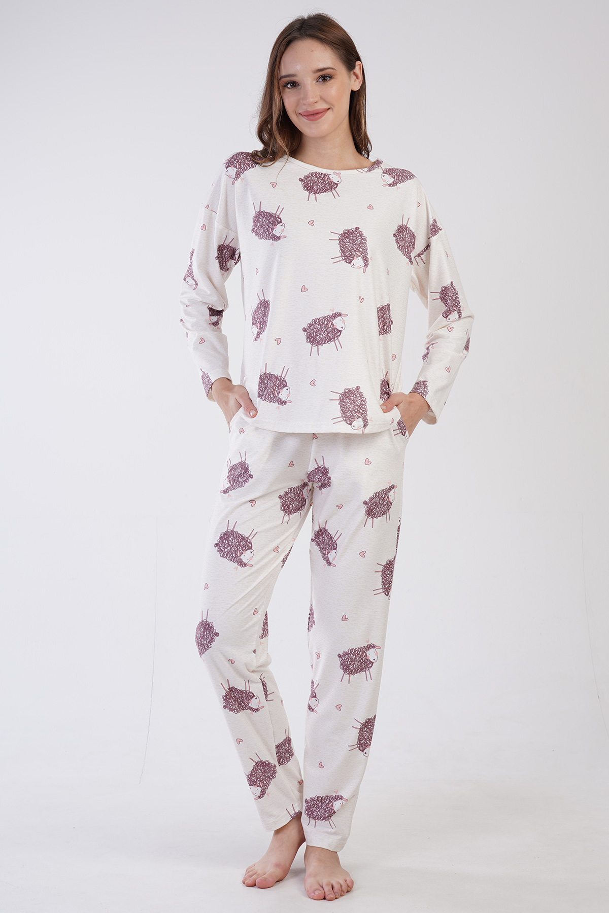 Woman Microsoft Marla Buttoned Long Sleeve Mera Pyjama Set