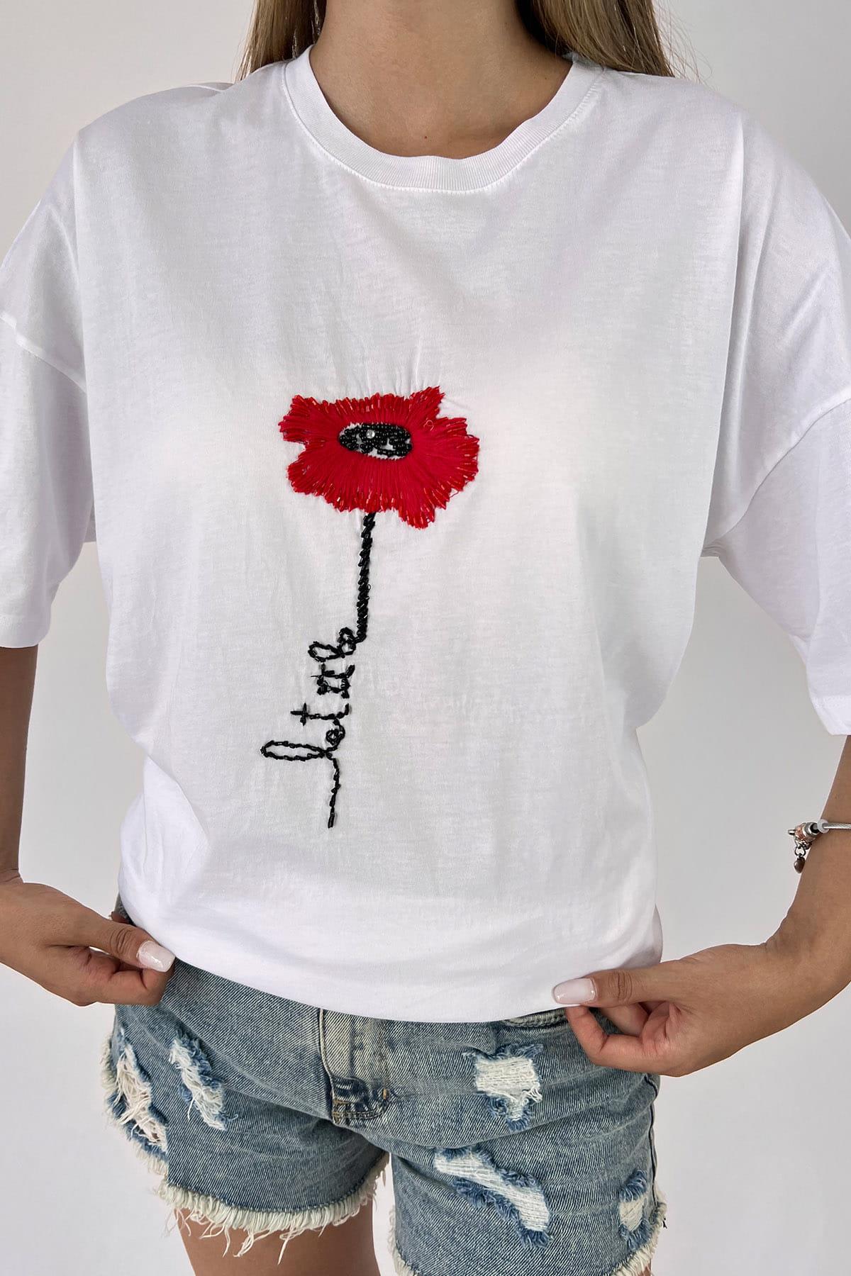 Woman Flower Pattern T-shirt